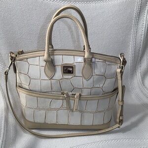 Dooney & Bourke Cream Crocodile-Embossed Satchel